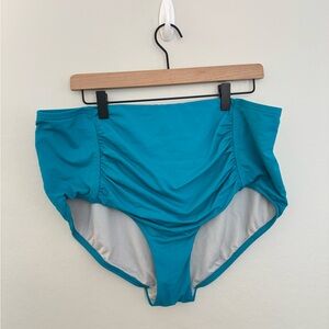Lands End Teal Blue High Waisted Bikini Bottoms - Size 18